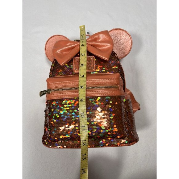 Disney Parks Loungefly Minnie Mouse Copper Sequin Mini Backpack NWT - Picture 16 of 16